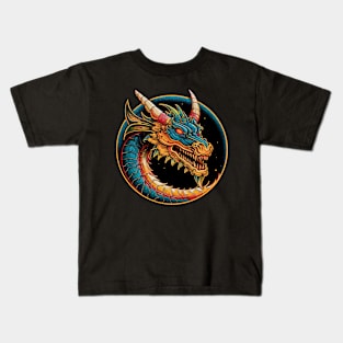 Dragon head circle logo Kids T-Shirt